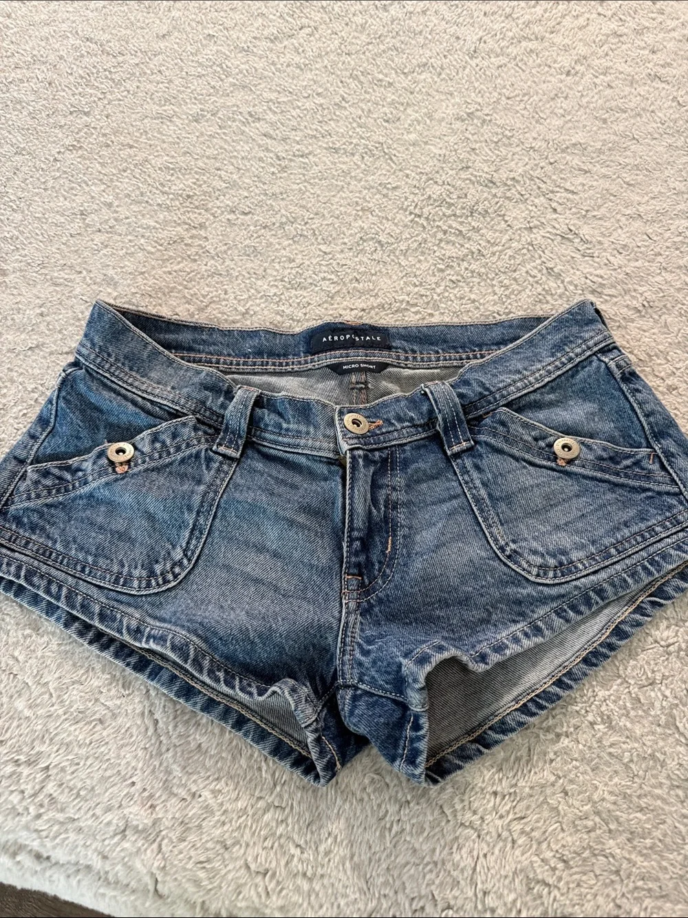 Aeropostale Distressed Dark Blue Denim Short Shorts